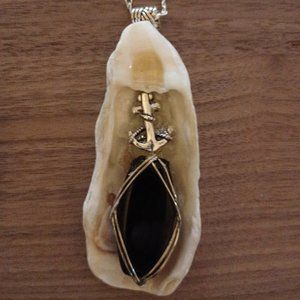 Handcrafted Oyster Shell Necklace with Anchor II